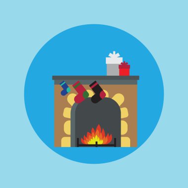 Şömine Noel. Vector.Fireplace Noel görüntü.