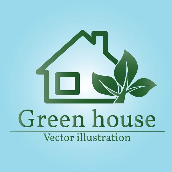 Πράσινο σπίτι λογότυπο. Οικολογικός Ξενώνας. Διάνυσμα. — Διανυσματικό Αρχείο