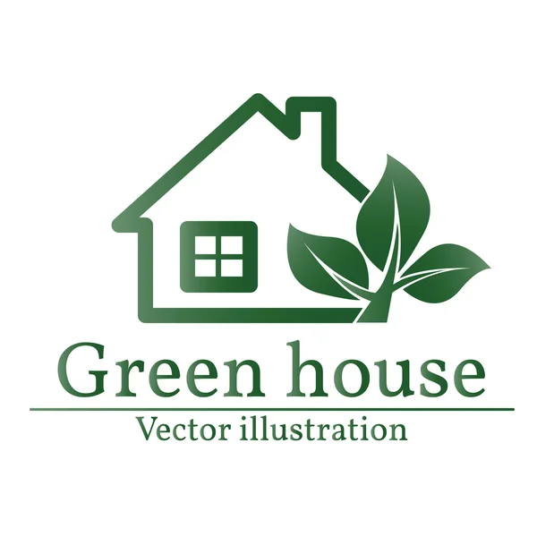 Πράσινο σπίτι λογότυπο. Οικολογικός Ξενώνας. Διάνυσμα. — Διανυσματικό Αρχείο