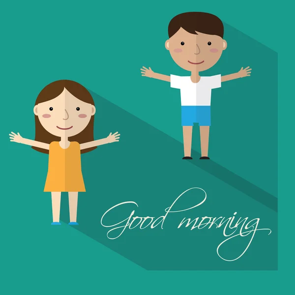 Childs do morning gymnastics. Vector. — Stock Illustration Childs do morning gymnastics. Vector. Vector Graphics