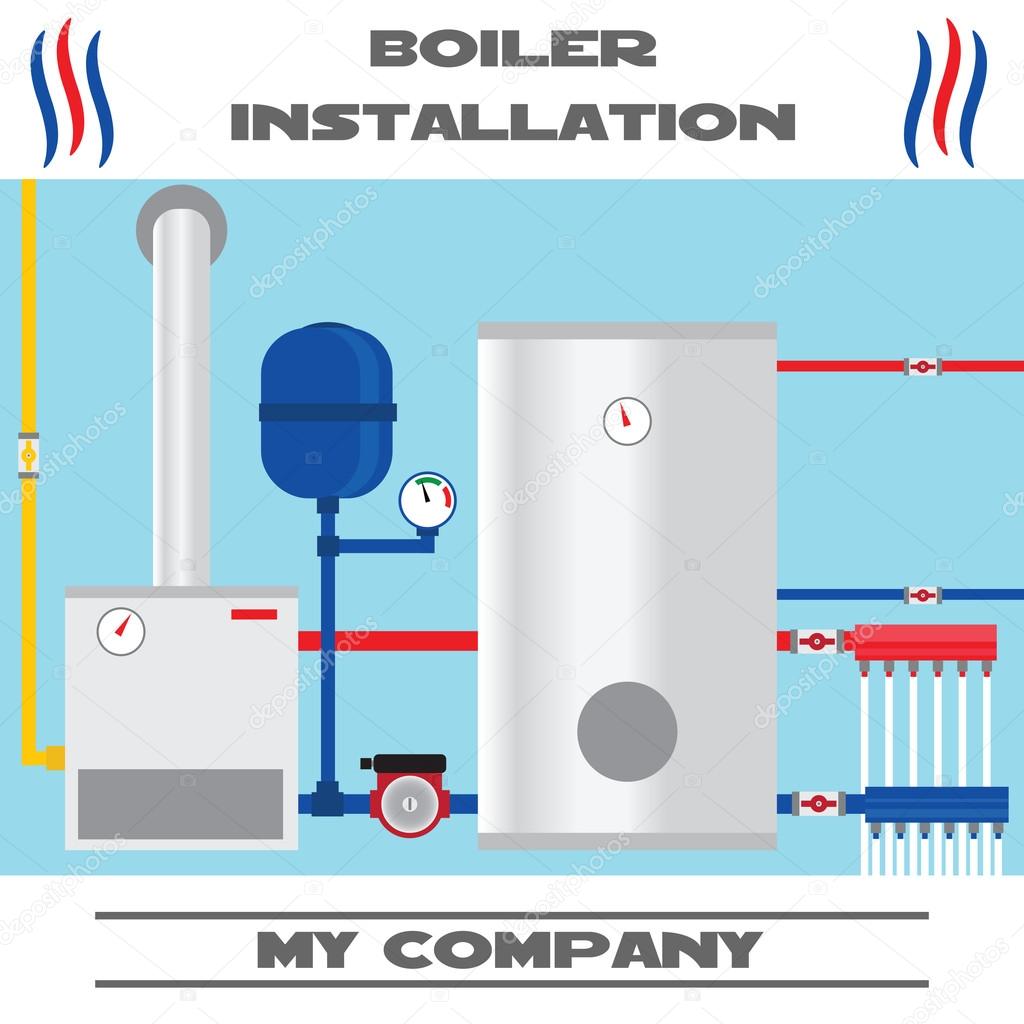 Boiler installation banner. Vector.