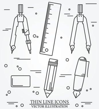 Drawing tools thin line icon set for web and mobile.