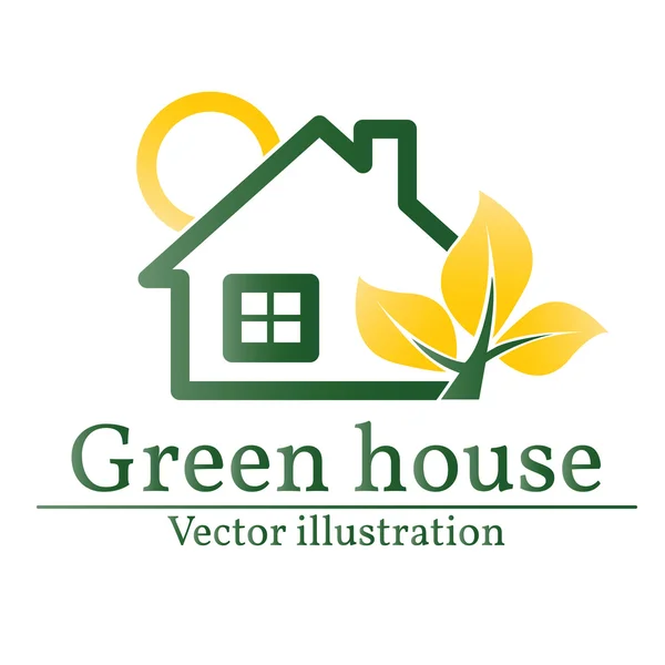 Groen huis logo. Eco woning. Vector. — Stockvector