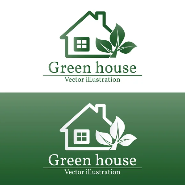 Logo de Green House. Eco House. Green House Vector. Arte de casa verde — Vector de stock