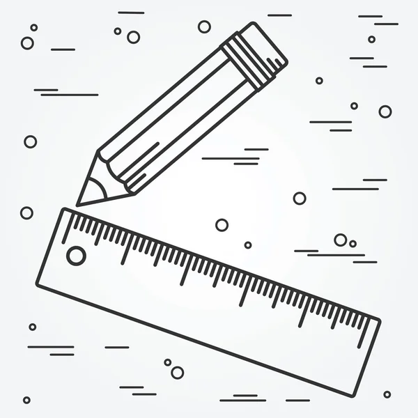 Ruler and pencil thin line design. Ruler and pencil pen Icon. — 스톡 벡터