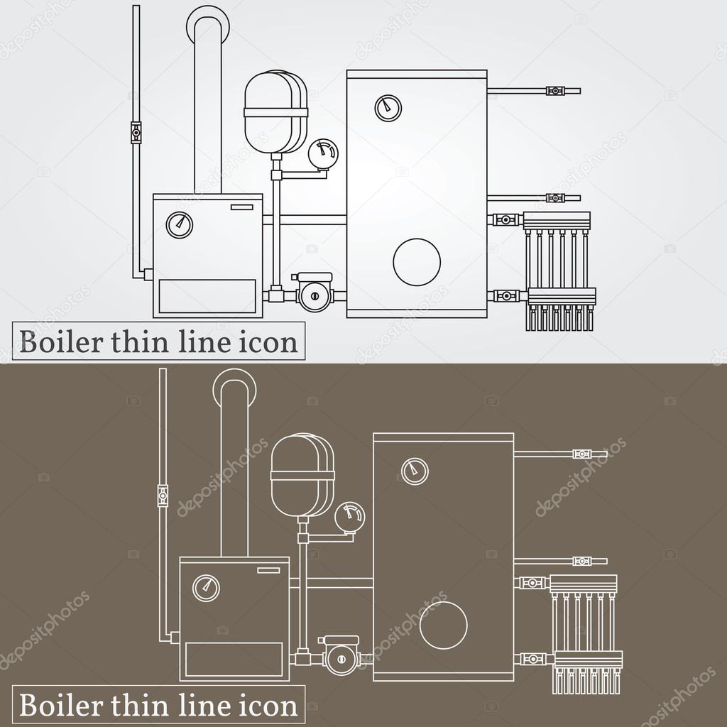 Boiler thin line design. Boiler pen Icon. Boiler Icon Vector.