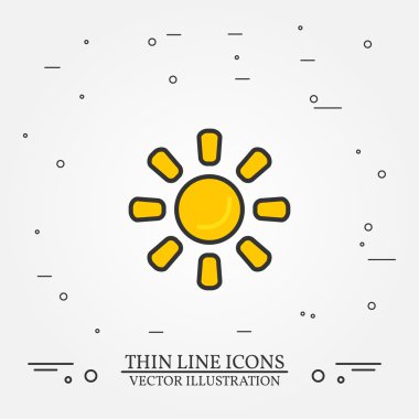 Güneş içini kaplamak çizmek ince. Kalem Icon.Sun pen Icon.Sun kalem simgesi Dra güneş