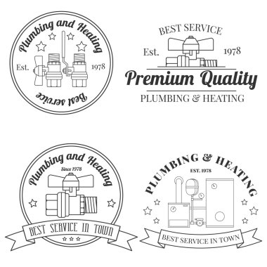 Vintage logo, etiketleri ve rozetleri sıhhi tesisat ve Isıtma Hizmetleri. V