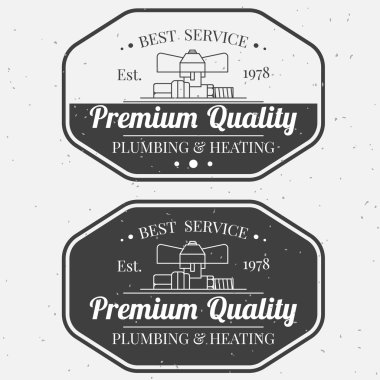 Vintage logo, etiketleri ve rozetleri sıhhi tesisat ve Isıtma Hizmetleri. Ve