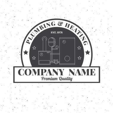 Vintage sıhhi tesisat, Isıtma Hizmetleri logo, etiketleri ve rozetleri. Styl