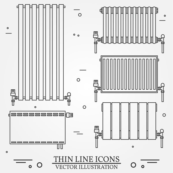 Central Heating Radiators icons thin line for web and mobile, mo
