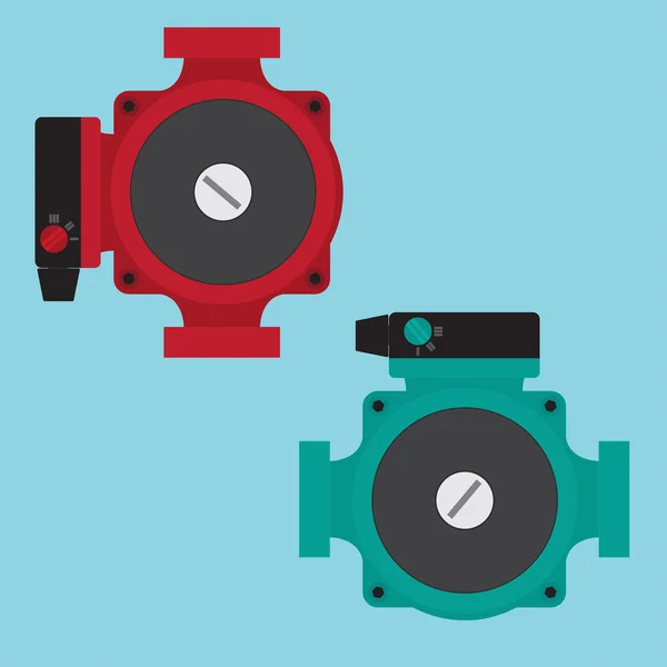 Bomba de circulação de aquecimento. Ilustração vetorial. Ícones planos . —  Vetores de Stock