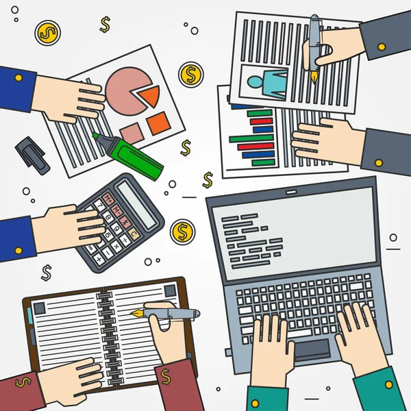 Web ve mobil, modern mini takım iş kavramı simge ince çizgi