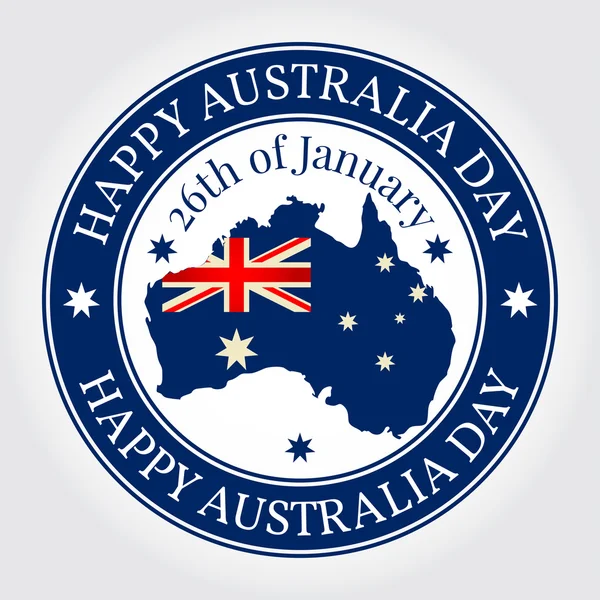 Greeting card, rubber stamp Happy Australia Day. National Celebr — 图库矢量图片