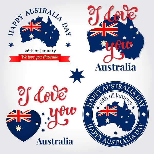 We love you Australia badge, label, logo, greeting Card. Nationa — 图库矢量图片