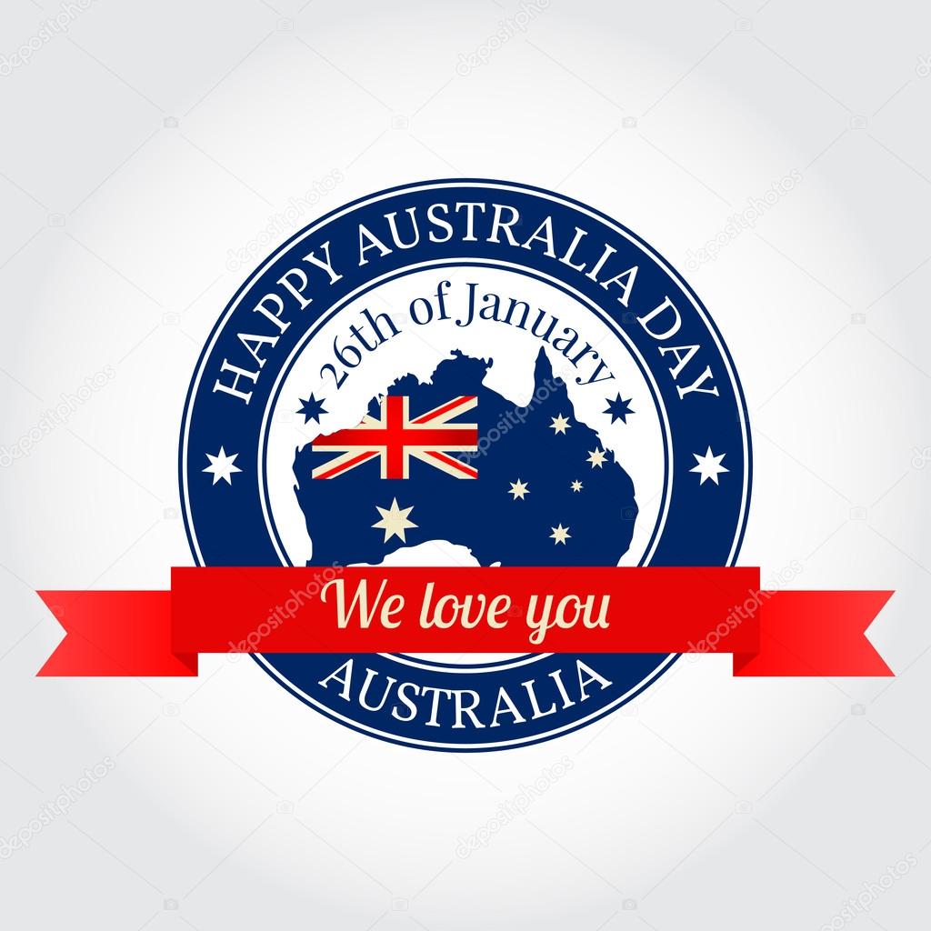 We love you Australia badge, label, logo, rubber stamp, greeting
