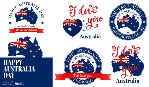 We love you Australia badge, label, logo, greeting Card. Nationa — 图库矢量图片