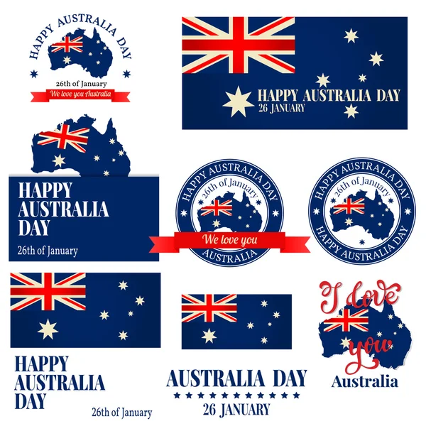 We love you Australia badge, label, logo, greeting Card. Nationa — 图库矢量图片