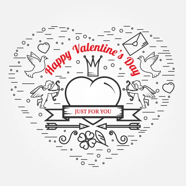 Just for you, Happy Valentine's Day greetings card, labels, badg — Stock Vector