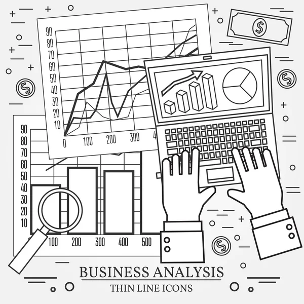 Conceitos para análise e planejamento de negócios, consultoria, equipe wo — Vetor de Stock