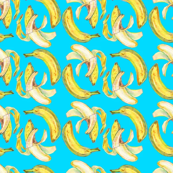 Padrão sem costura com bananas desenhadas à mão — Fotografia de Stock