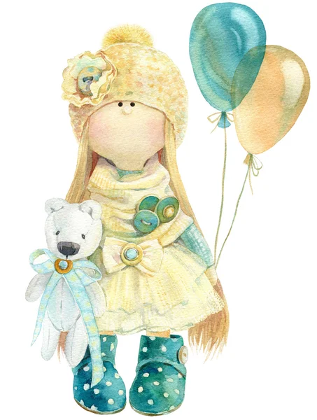 Bebek kız doğum günü tatil suluboya resim