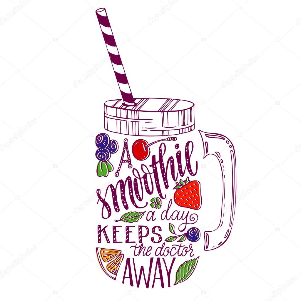 Lettering in smoothie mason jar silhouette