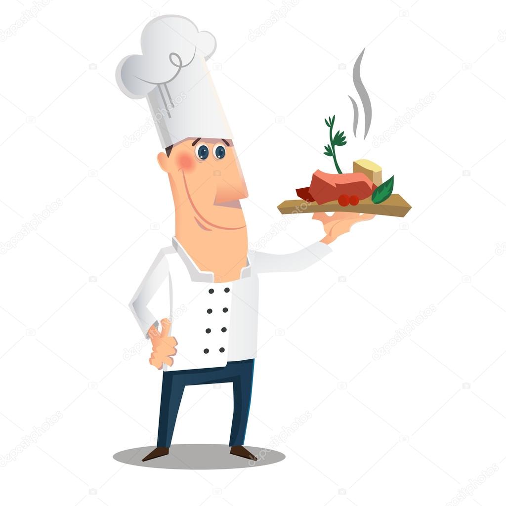 Cartoon character with a dish
