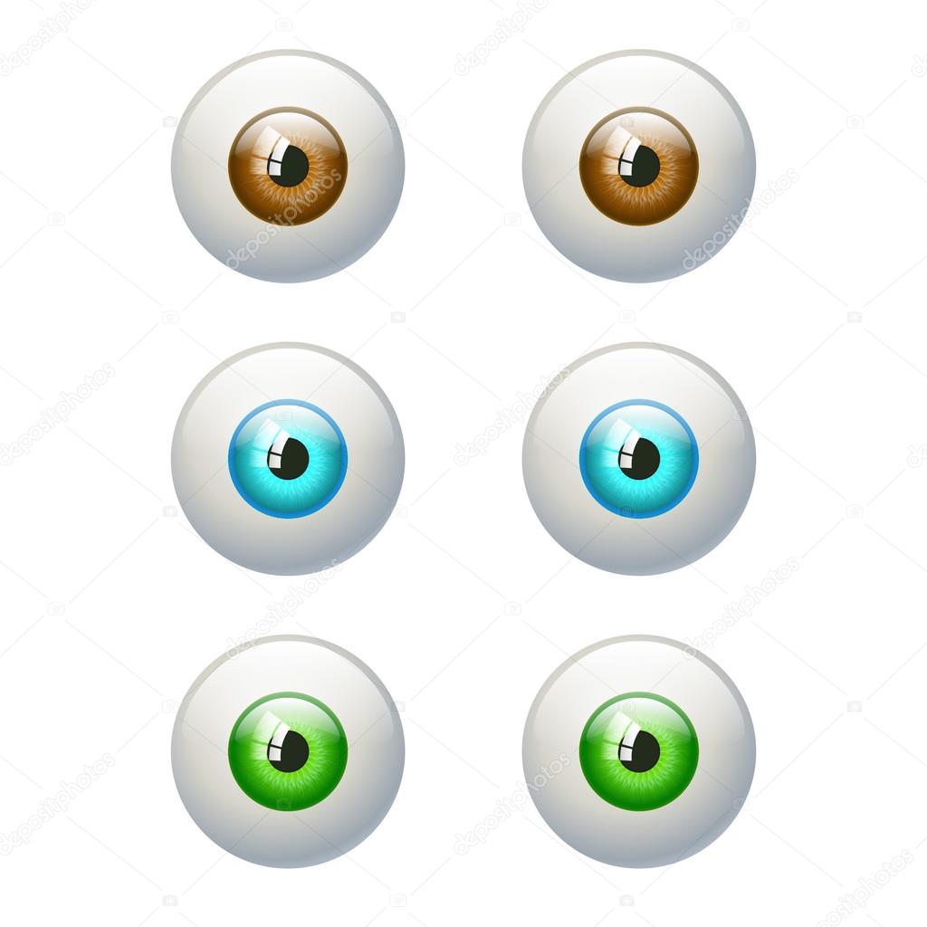 Set of colorful eyes. Brown, blue, green eye.