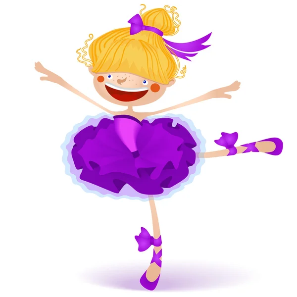 Ilustración de la pequeña bailarina de hadas feliz — Vector de stock