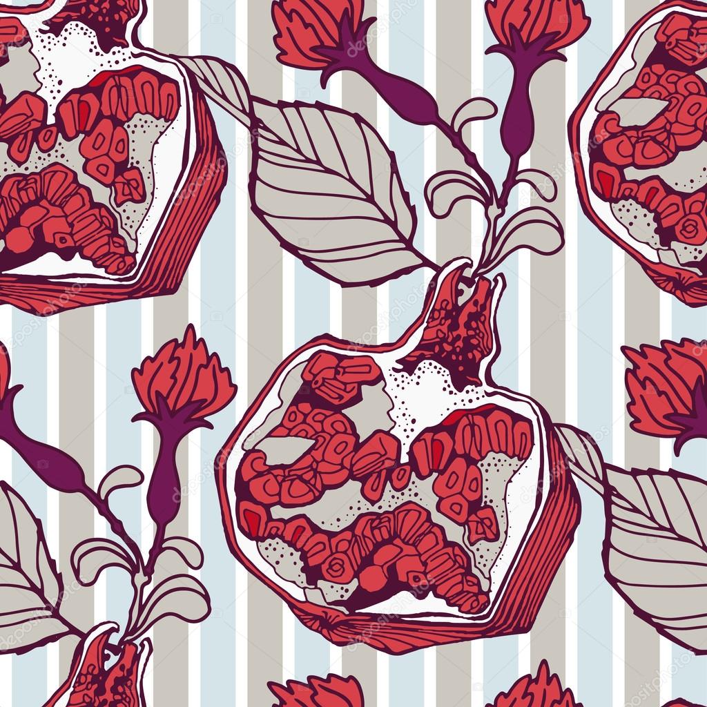 Pomegranate seamless pattern for textile, background or wrapping paper design