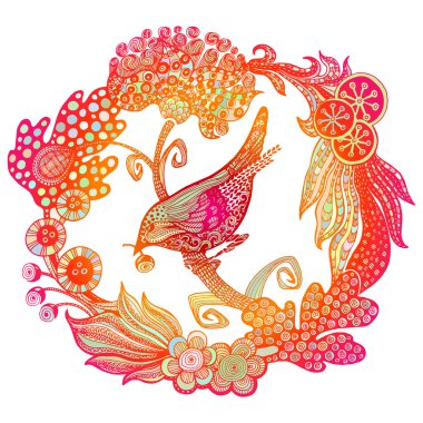 Elle çizilmiş kuş türü çelengi