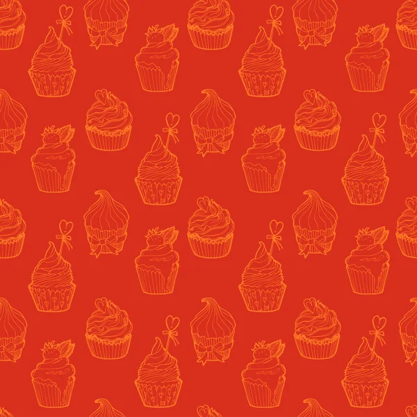 Cupcake seamless pattern — Stock Vector