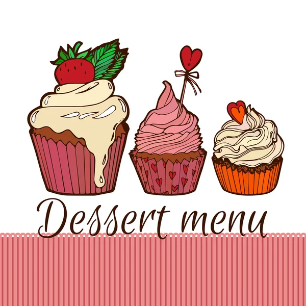 Cupcakes dessernt μενού — Διανυσματικό Αρχείο