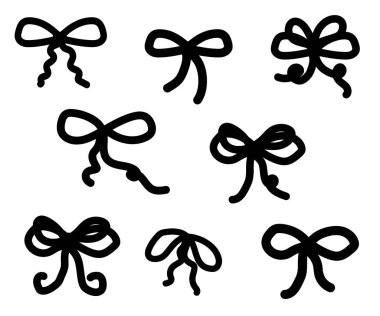 Beyaz bir arka plan üzerinde eğilin. Sembol. Çeşitli yay koleksiyonu. Vektör illüstrasyonu.