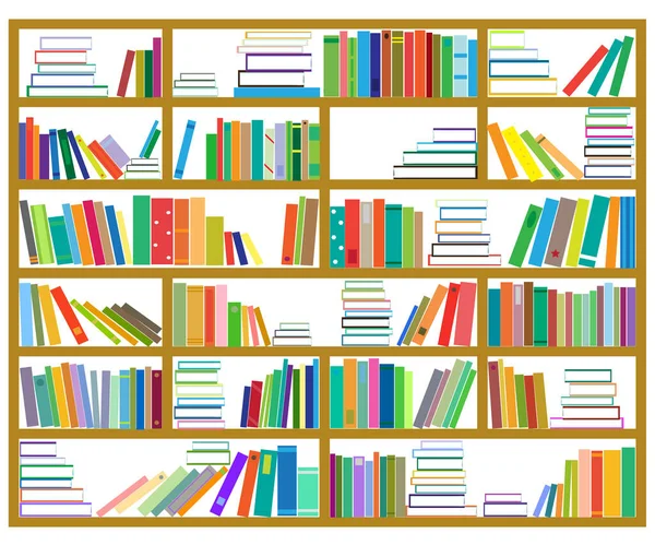 Bücherregal Vorhanden Sammlung Verschiedener Bücher Vektorillustration — Stockvektor