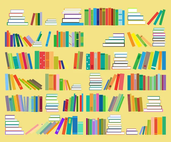 Bookshelf Collection Various Books Vector Illustration — Stock Vector