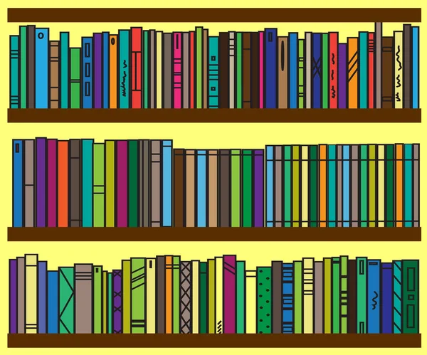 Boekenplank Collectie Van Diverse Boeken Vectorillustratie — Stockvector