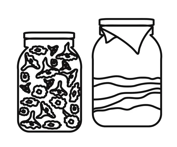 Αλάτι Μανιτάρια Και Kombucha Ένα Γυάλινο Βάζο Λευκό Φόντο Σύμβολο — Διανυσματικό Αρχείο