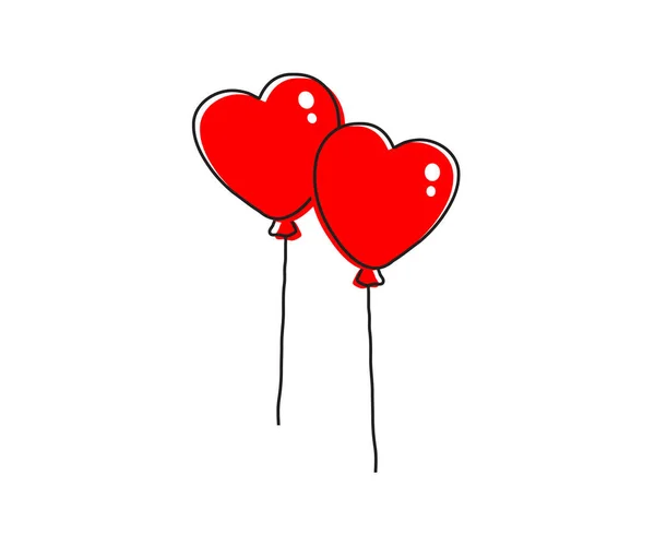 Globo Rojo Forma Corazón Dibujos Animados Ilustración Vectorial — Archivo Imágenes Vectoriales