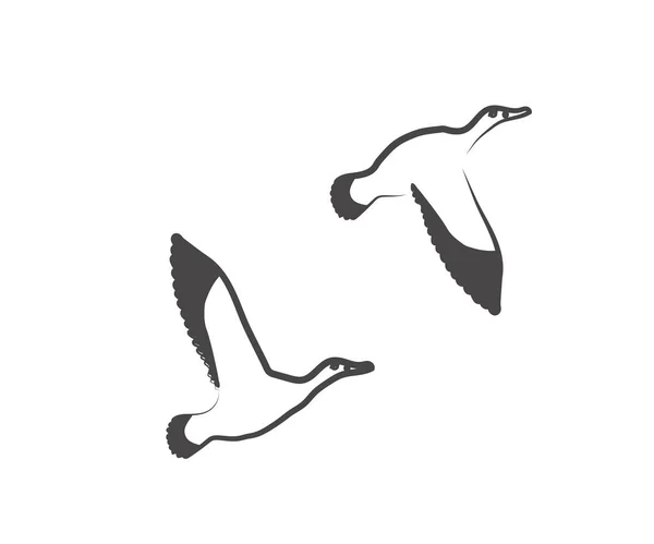 Troupeau Oiseaux Sur Fond Blanc Croquis Illustration Vectorielle — Image vectorielle