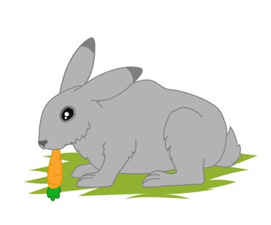 Beyaz arka planda bir tavşan. Çizgi film. Vektör illüstrasyonu.