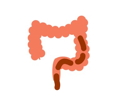 Beyaz arka planda bağırsaklar. Çizgi film. Vektör illüstrasyonu.