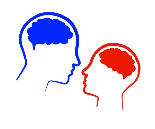 Mužský Mozek Ženský Mozek Bílém Pozadí Symbol Vektorová Ilustrace — Stockový vektor