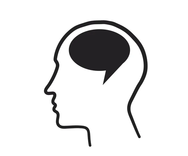 Σιλουέτα Του Κεφαλιού Και Του Εγκεφάλου Λευκό Φόντο Σύμβολο Εικονογράφηση — Διανυσματικό Αρχείο