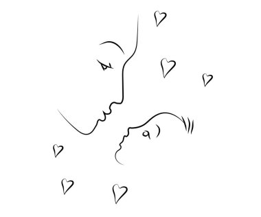 Annesi ve bebeği beyaz arka planda. Robot resim. Vektör illüstrasyonu.