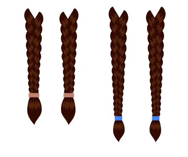 Les Cheveux Des Femmes Sont Tressés Caricature Illustration Vectorielle — Image vectorielle