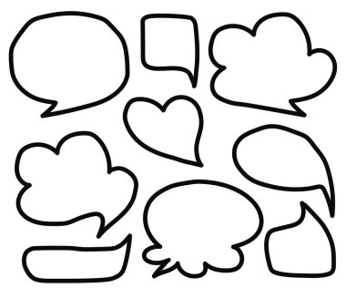 Beyaz arka planda çizgi roman baloncukları koleksiyonu. Robot resim. Vektör illüstrasyonu.