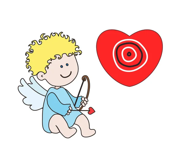 Pequeno Anjo Com Arco Flecha Desenhos Animados Ilustração Vetorial — Vetor de Stock