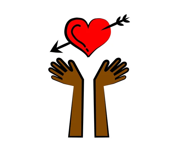 Manos Corazón Humanos Símbolo Ilustración Vectorial — Vector de stock